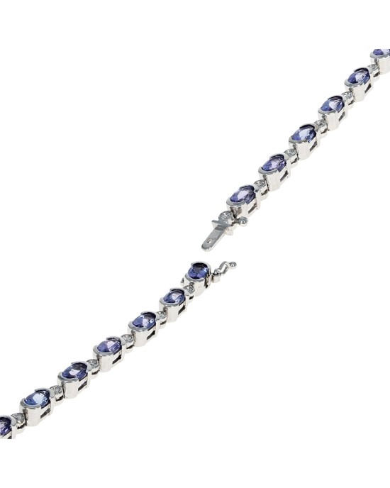 Alternating Tanzanite and Diamond Inline Bracelet